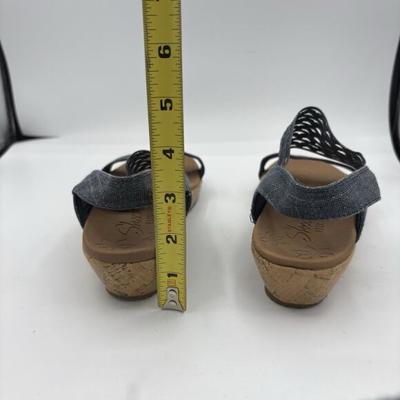 Skechers Sandals Womens Size 9 Luxe Foam Brie Most Wanted Cork Wedge Gray 119013 - Picture 7 of 10